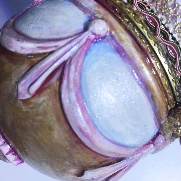 Christmas Artist Altered Disney's Princess Wind-up Music Box Ornament. OOAK! - Picture 5 of 13